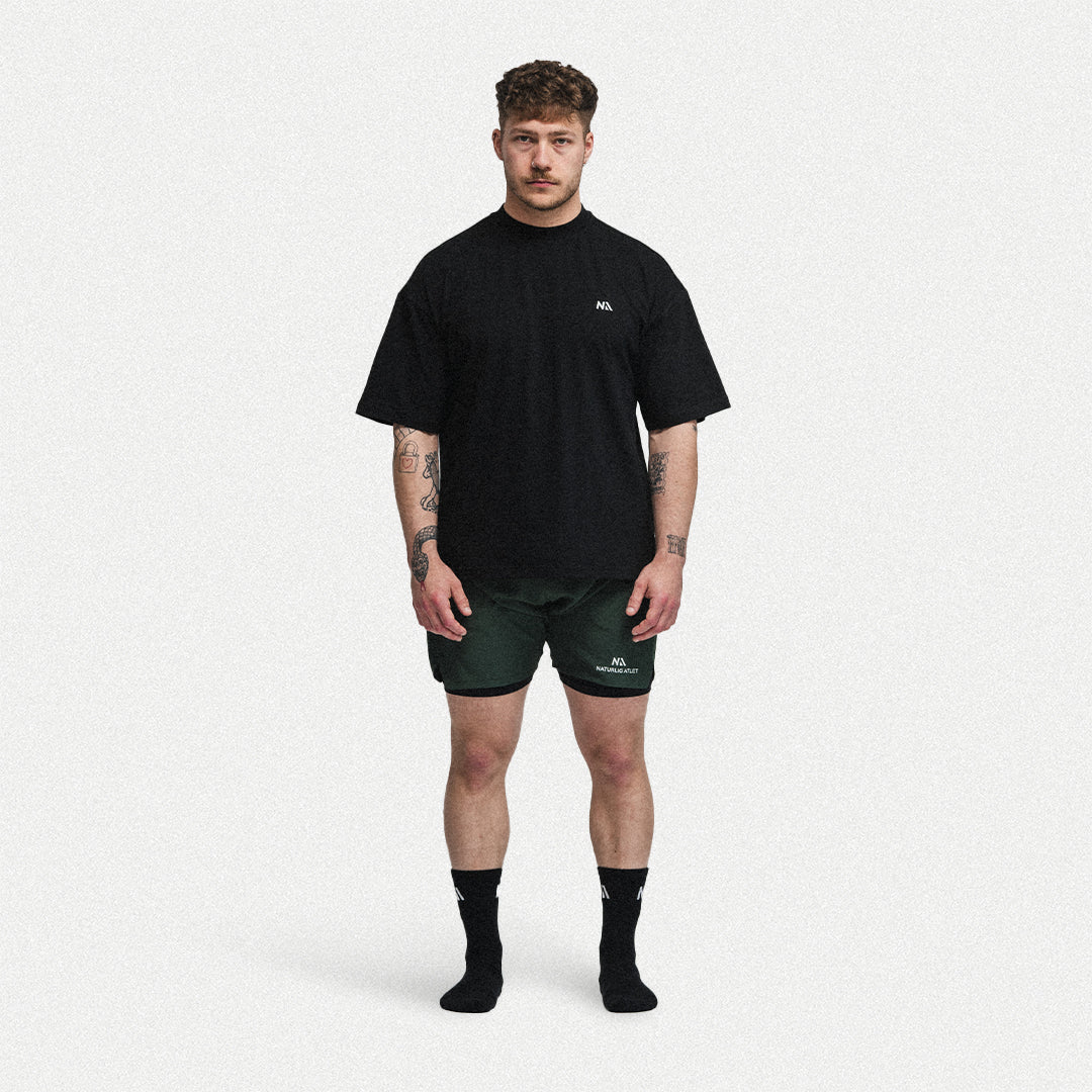 2 in 1 - Performance Shorts - Bottle Green