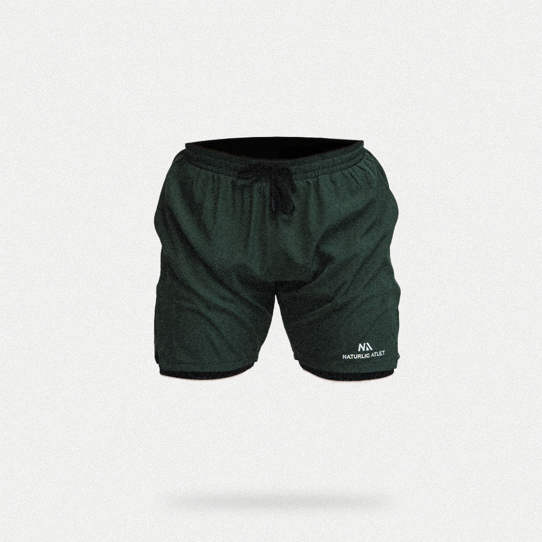 2 in 1 - Performance Shorts - Bottle Green