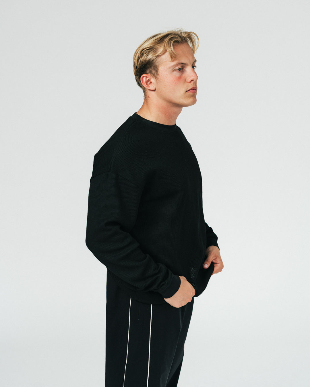 Waffle - Long Sleeve - Black