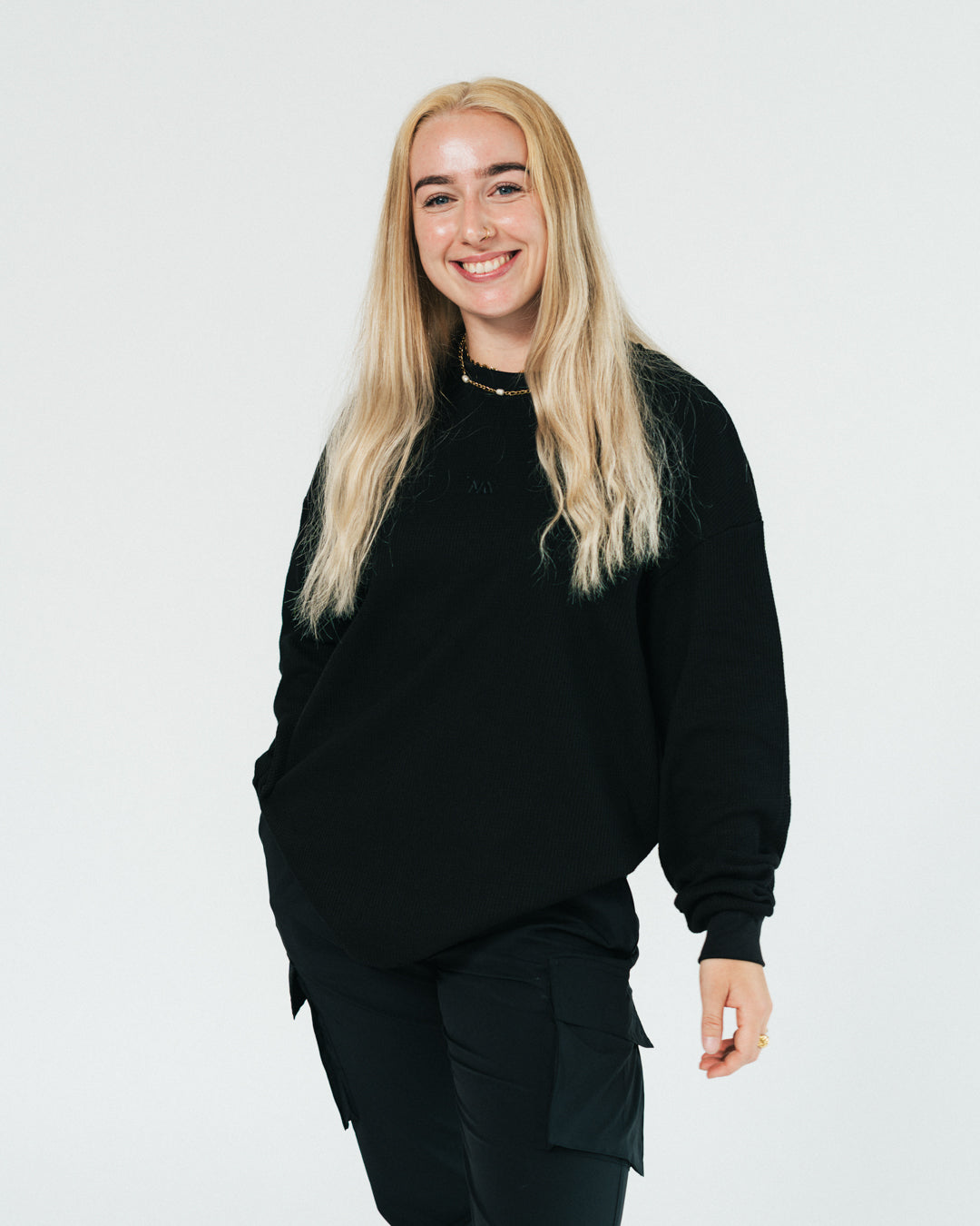 Waffle - Long Sleeve - Black