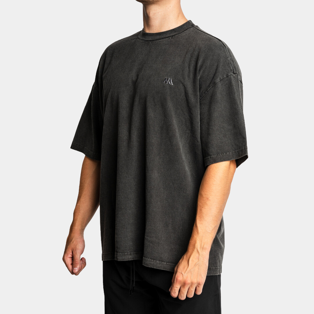 Naturlig Atlet - Oversized - T-shirt - Acid Washed - Grey logo