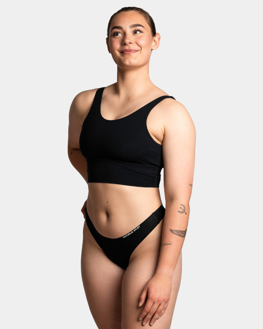 Naturlig Atlet - Seamless thong - Sort