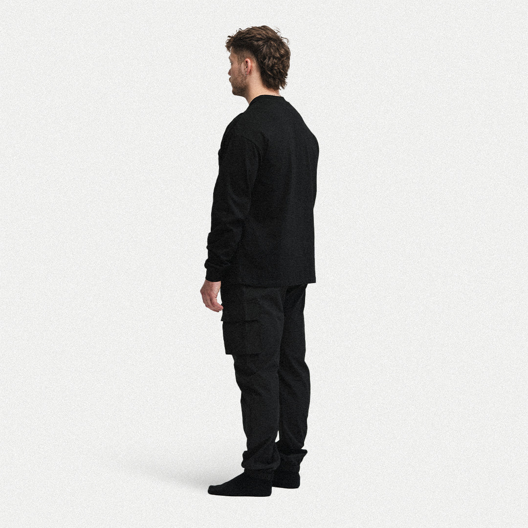 Übergroßes Langarmshirt – Schwarz