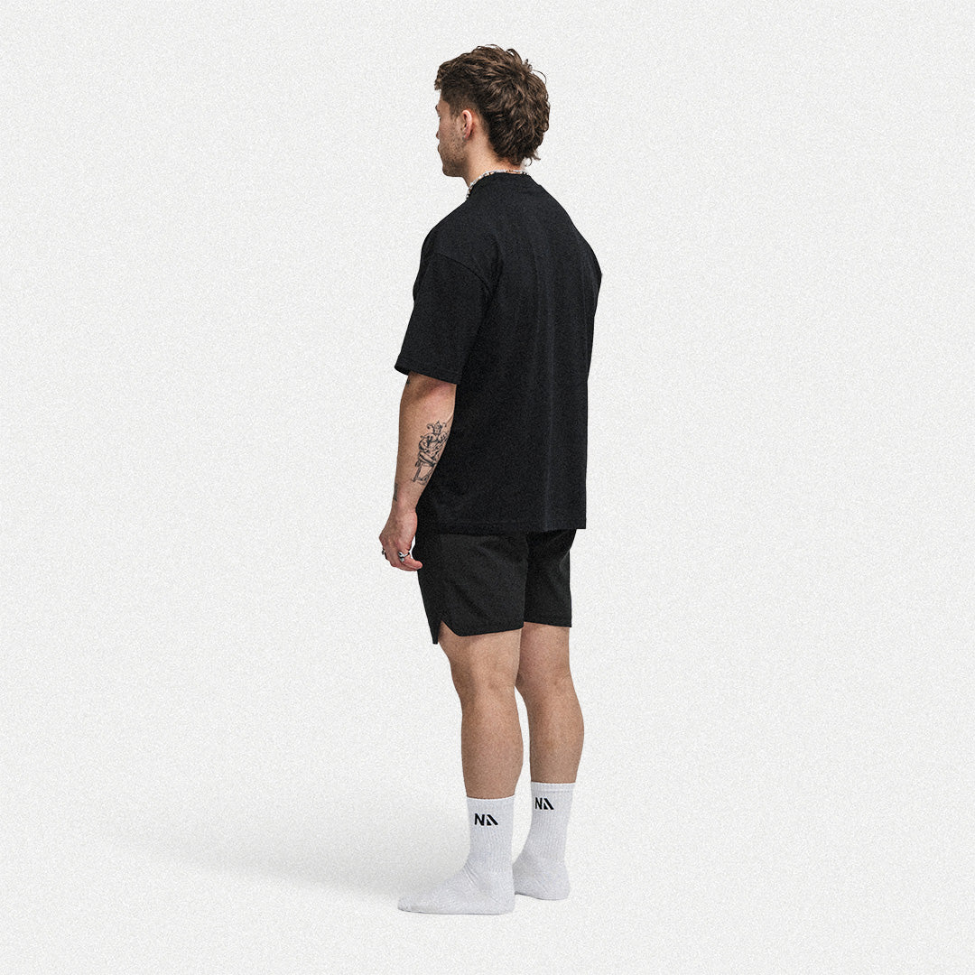 Übergroßes, leichtes T-Shirt – Schwarz