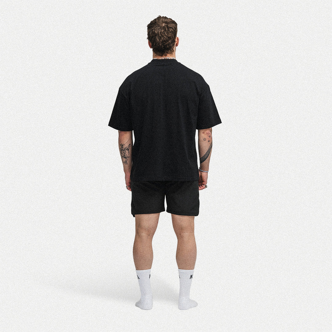 Übergroßes, leichtes T-Shirt – Schwarz