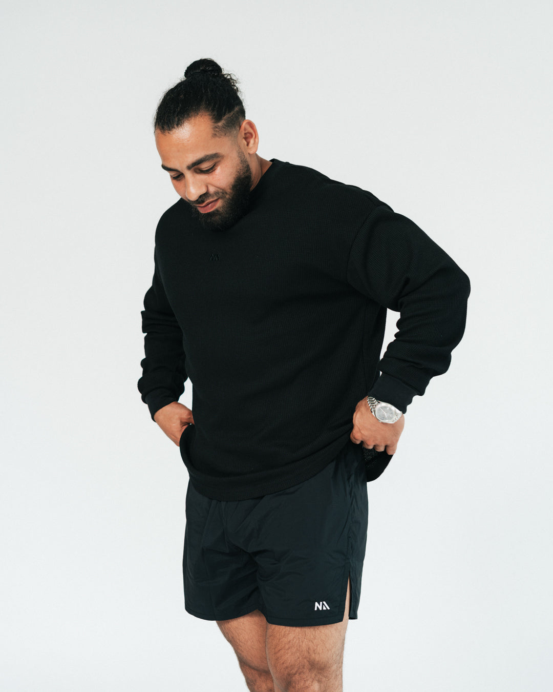 Waffle - Long Sleeve - Black